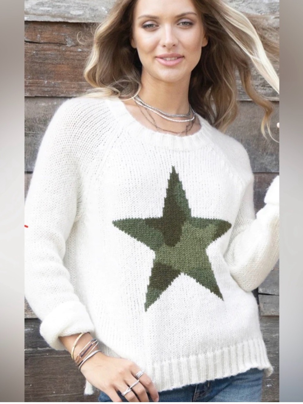 Wooden Ships Star Camo Sweater M/L